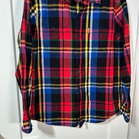 CHAPS heavy weight plaid button up shirt gorgeous plaid rich colours - Picture 11 of 12